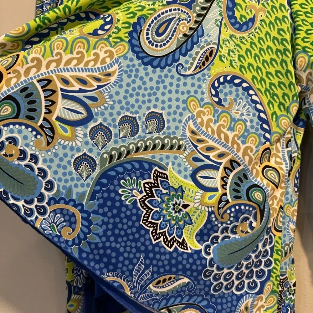 Slinky Brand Colorful Paisley Open Front Cardigan Artsy Stretch 1X NWT - Picture 6 of 8